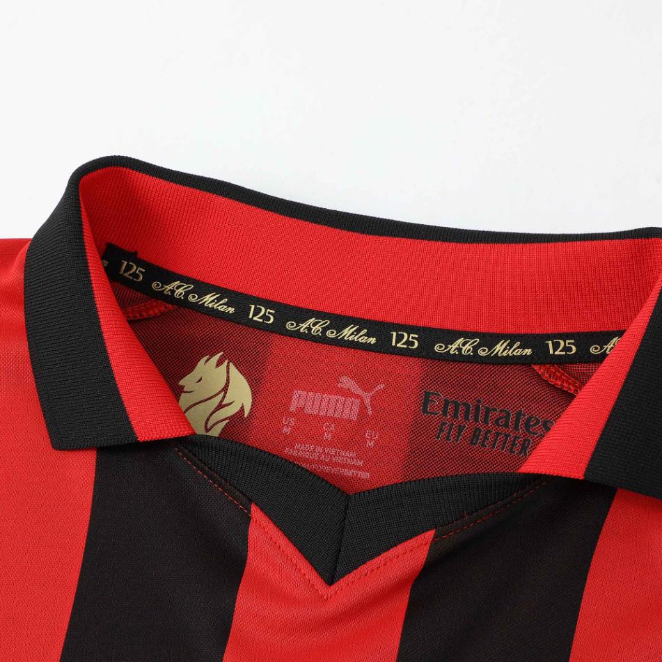 Puma Color Block Striped Comfortable Soccer Shirt Casual Moisture-Wicking Quick-Dry Long Sleeve T-Shirt AC Milan 125th Anniversary Edition 77505204