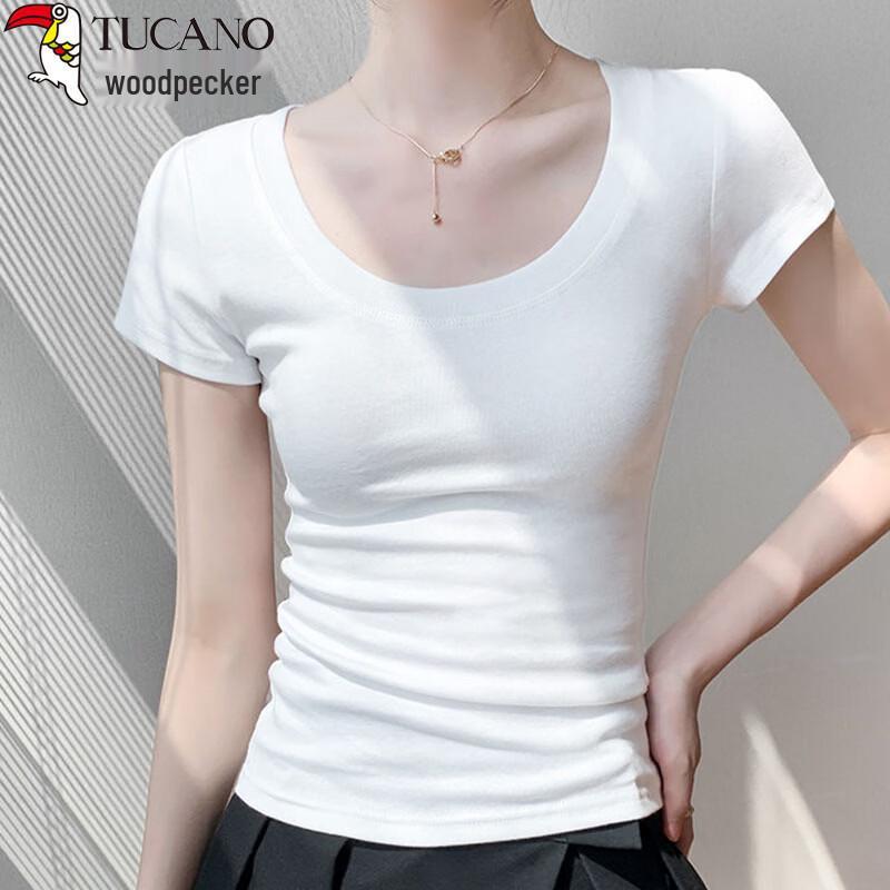 Women's Slim Fit U-Neck Cotton Short Sleeve T-Shirt