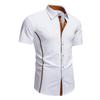 Camisa Masculina Casual Fashion Color Block Manga Curta Single Breasted Lapela