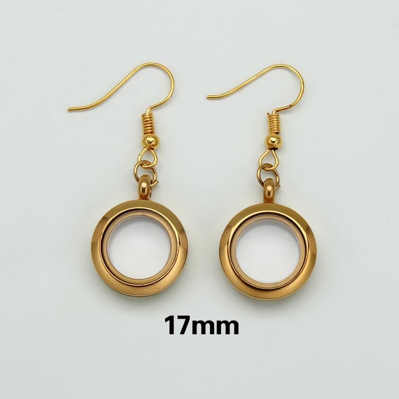 6Pairs 15mm/17mm Stainless Steel Earrings Floating Charms Locket Eardrop Glass Living Memory Earrings For Women Jewelry Making