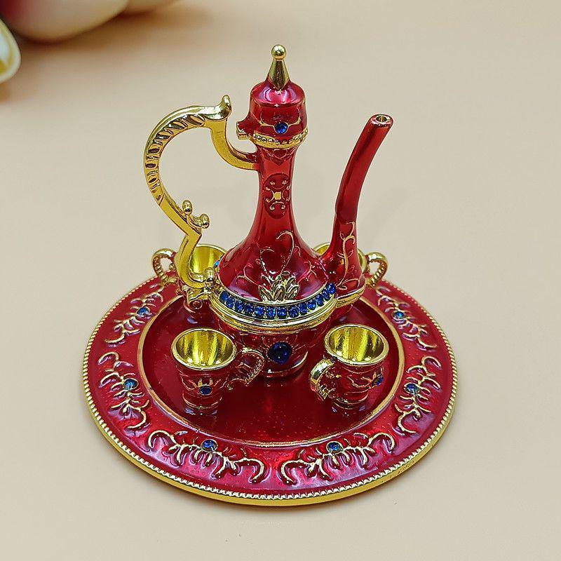 Xinjiang Bazaar Handicrafts Metal Wine Pot & Jewelry Box Set – Home & Office Decor, Birthday and Wedding Favors