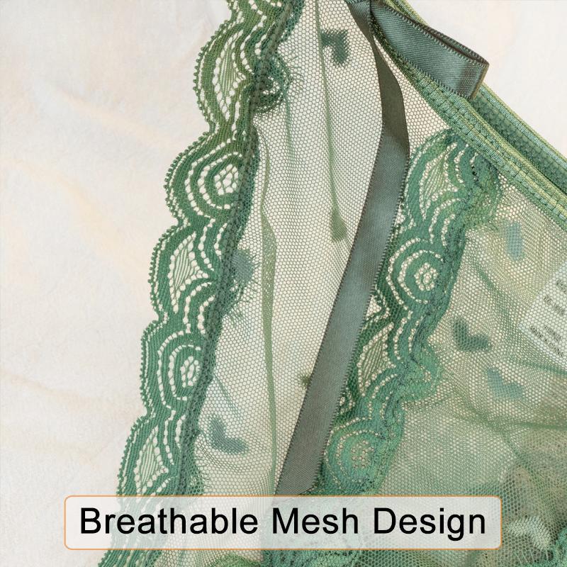 Sexy Lace Panties Printed Heart Lingerie Low-Rise Breathable Hollow Out Briefs Strappy Knickers