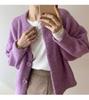 Damen Doppelseitiges Samt Langarm Top, Gebürsteter Weißer Rundhalsausschnitt, Koreanischer Stil für Herbst und Winter.
