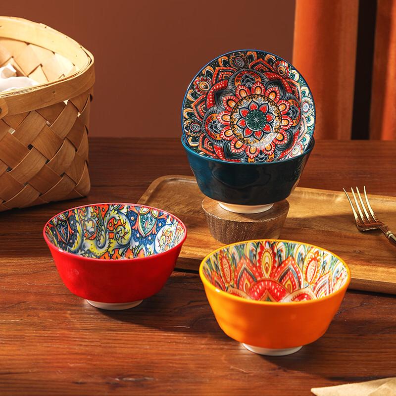 

Bohemian Style Underglaze Ceramic Rice Bowl