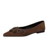Women's Pointed Toe Suede Flats with 3D Floral Decor Slip-on Elegant Casual Shoes