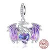 Koper Paarse Draak Vliegende Draak Hanger Bedel Compatibel Met Authentieke Bedel Kralen Bedels Armbanden Vrouwen Doe-Het-Zelf Sieraden Cadeau