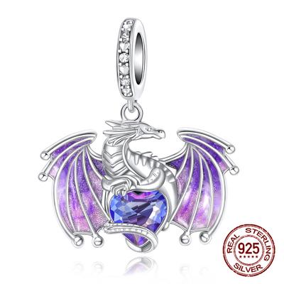 Copper Purple Dragon Flying Dragon Pendant Charm Compatible With Authentic Charm Bead Charms Bracelets Women Do It Yourself Jewellery Gift