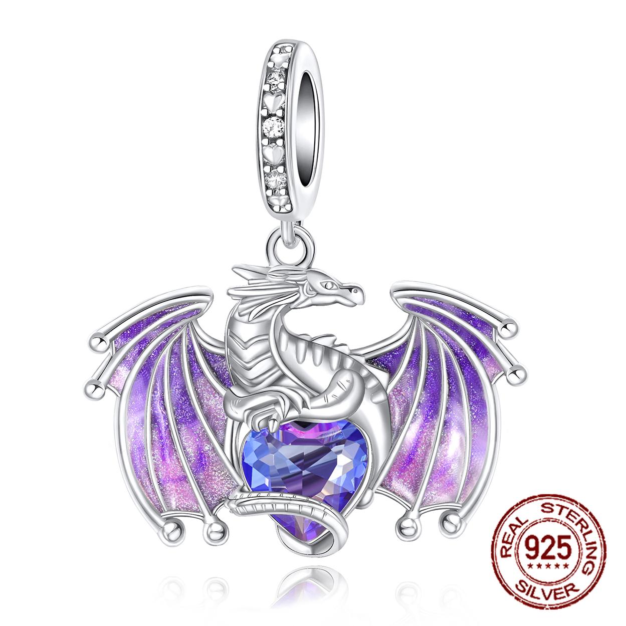 

copper Purple Dragon Flying Dragon Pendant Charm Compatible With Authentic Charm Bead Charms Bracelets Women Do It Yourself Jewellery Gift