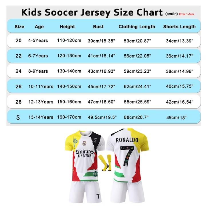 Dětský fotbalový dres Real Madrid č.. 7 Ronaldo Vícebarevné Prodyšné Rychleschnoucí Sportovní Tričko