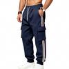Herren Winter Schwere Fleece-gefütterte, Warme Sport-Arbeitskleidungs-Stil Farbblock-Webbing Locker Geschnittene Lässige Jogginghose