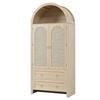 Credenza in intreccio di vimini stile ad arco, doppio cassetto, credenza vintage per soggiorno e camera da letto, armadio contenitore