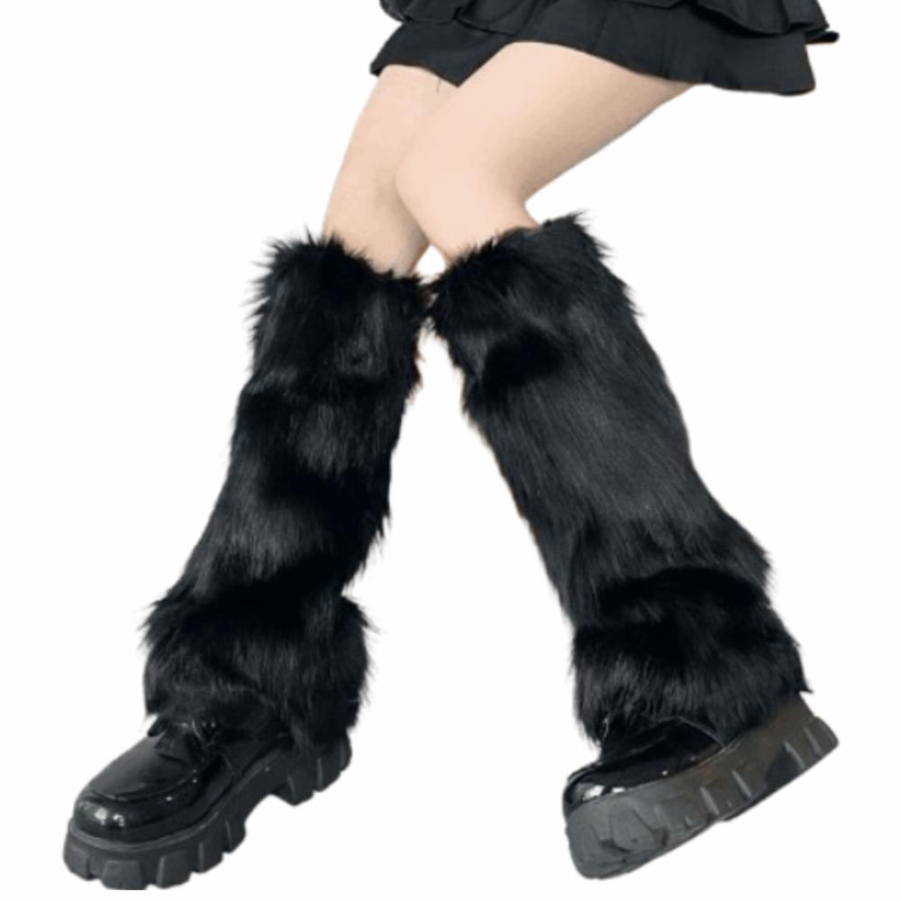 Japanese Style Furry Leg Warmers Faux Fur Knee High Girls Socks Fashion Long Tube Sock  JK