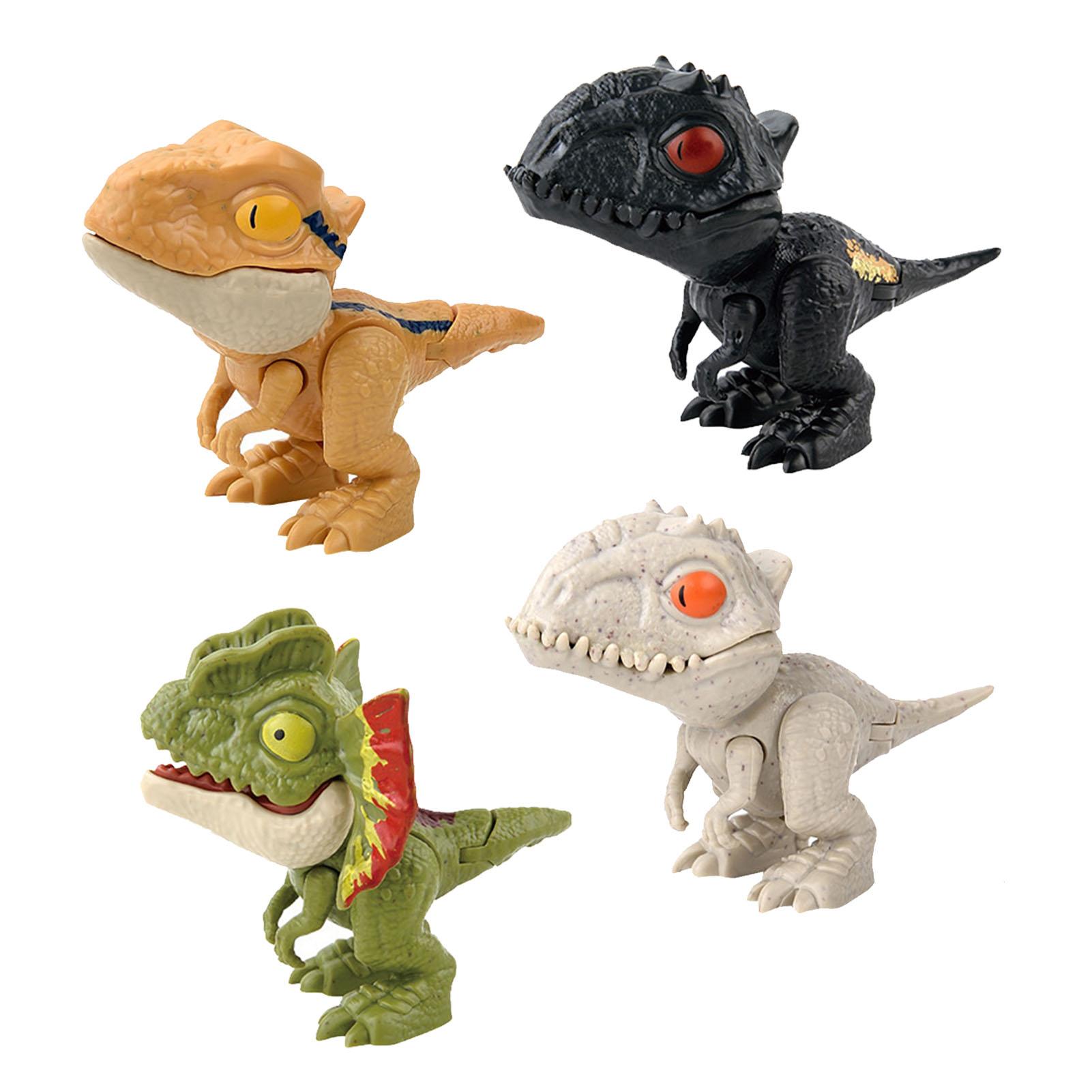 

4PCS Novelty Hand Dinosaur Toy Movable Joint Exquisite Texture Realistic Shape Finger Biting