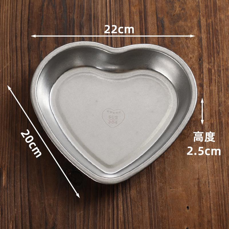 Vintage Roestvrijstalen Schalen Fruit Snack Schaal Borden Voedsel Opslag Hartvormige Schaal Steakbord voor Eten Keukenaccessoires