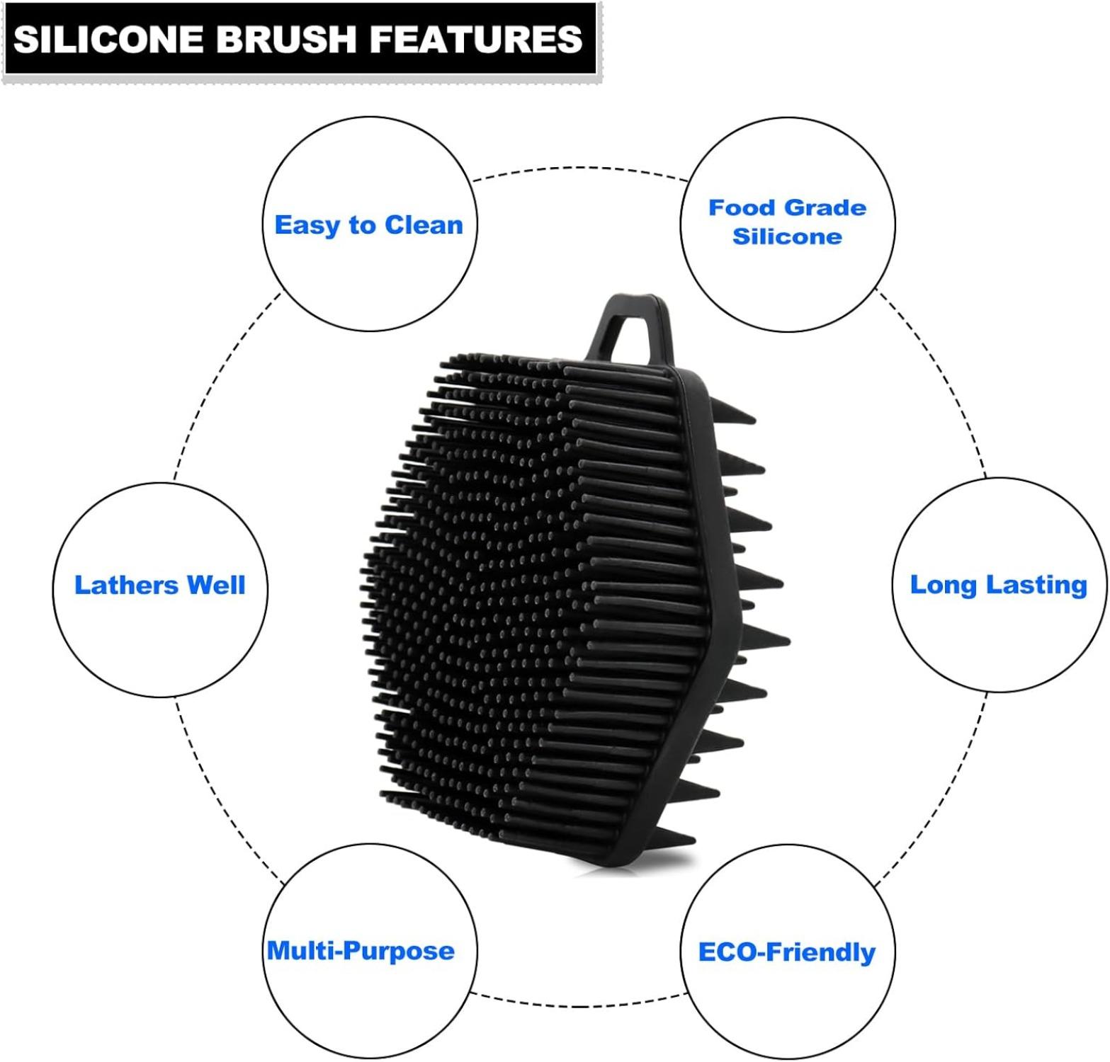 1 шт. Силиконовая мочалка для тела, высококачественная силиконовая мочалка, силиконовые мочалки для тела для использования в душе, 2 в 1 щетка для ванны и шампуня. Black