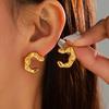 High-end C-shaped Stainless Steel 18k Titanium Earrings - European & American Fashion Ear Studs.