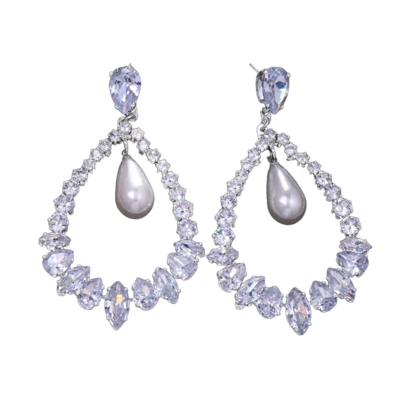 Luxurious Big Water Drop CZ Stone Earrings Sophisticated Women’s Dangle Earrings Accessory with Elegant Water Drop