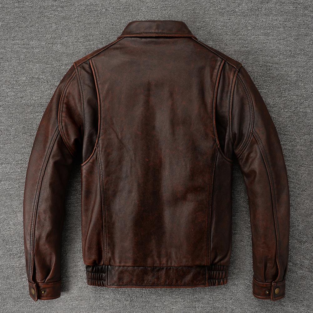 Men's Genuine Cowhide Leather Jacket Real Cow Loose Oversized Style Coat Man Clothes Spring Autumn