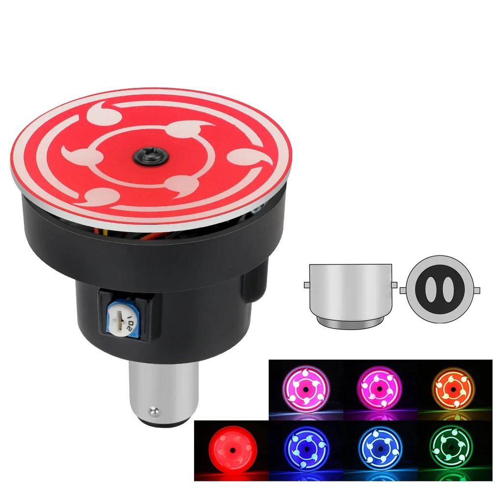 Motorcycle Brake Light Refit Wheel Eyes Rotating RGB Flashing Sharingan Decor Tail Light Anime Style Modification Accessories