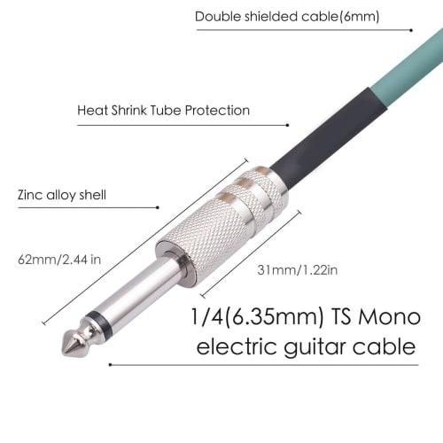 6.35mm HiFi Low-Noise Guitar Cable for Electric Guitar, Mixers, Active Speakers, Electronic Drums, and Electric Bass (10m / 32.8ft)