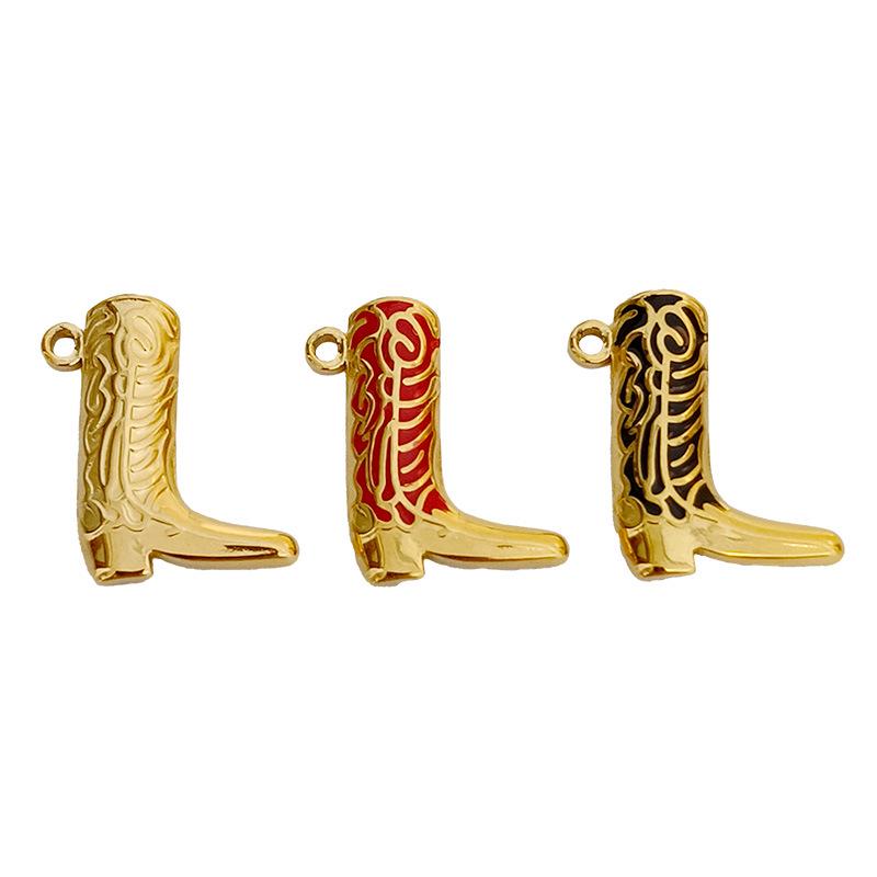 18K Gold-Plated Stainless Steel Shoe Pendant Charms for DIY Bracelets & Necklaces