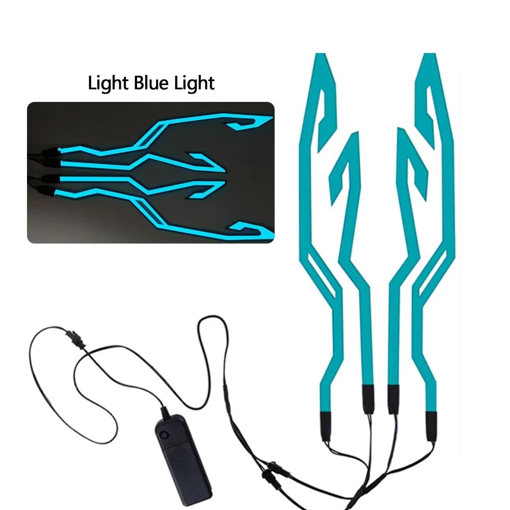 New 4-in-1 Motorcycle Bike Helmet LED Cold Light Strip EL Sticker Waterproof Warning Lights Motorcycle Night Riding Accessories