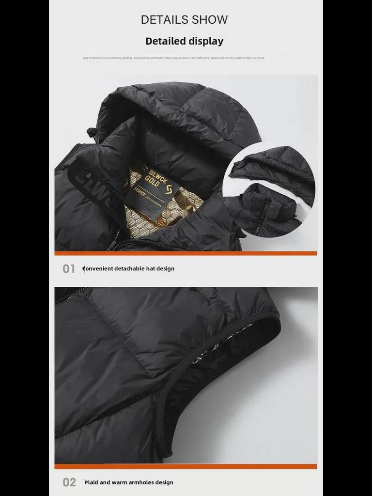 Erkek Kışlık Aşağı Yelek: Trendy Siyah ve Sarı Çift Dış Giyim Ceket