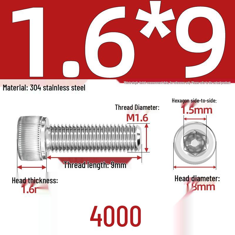 304 Stainless Steel Hex Socket Head Cap Screws, M2-M10, Extended Length