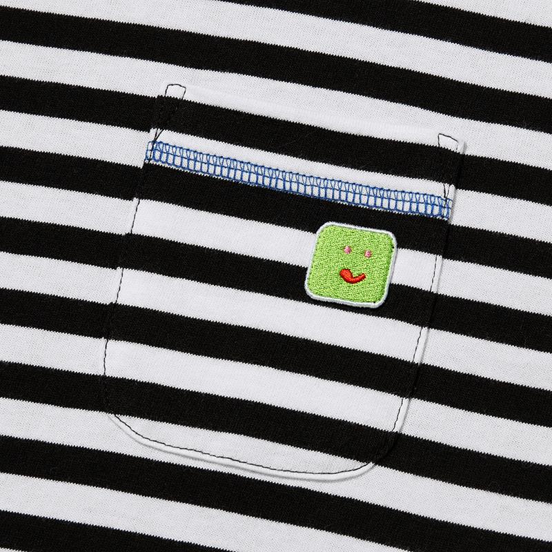 KIRSH X Misaki Kawai Artwork Striped T-Shirt [Black]