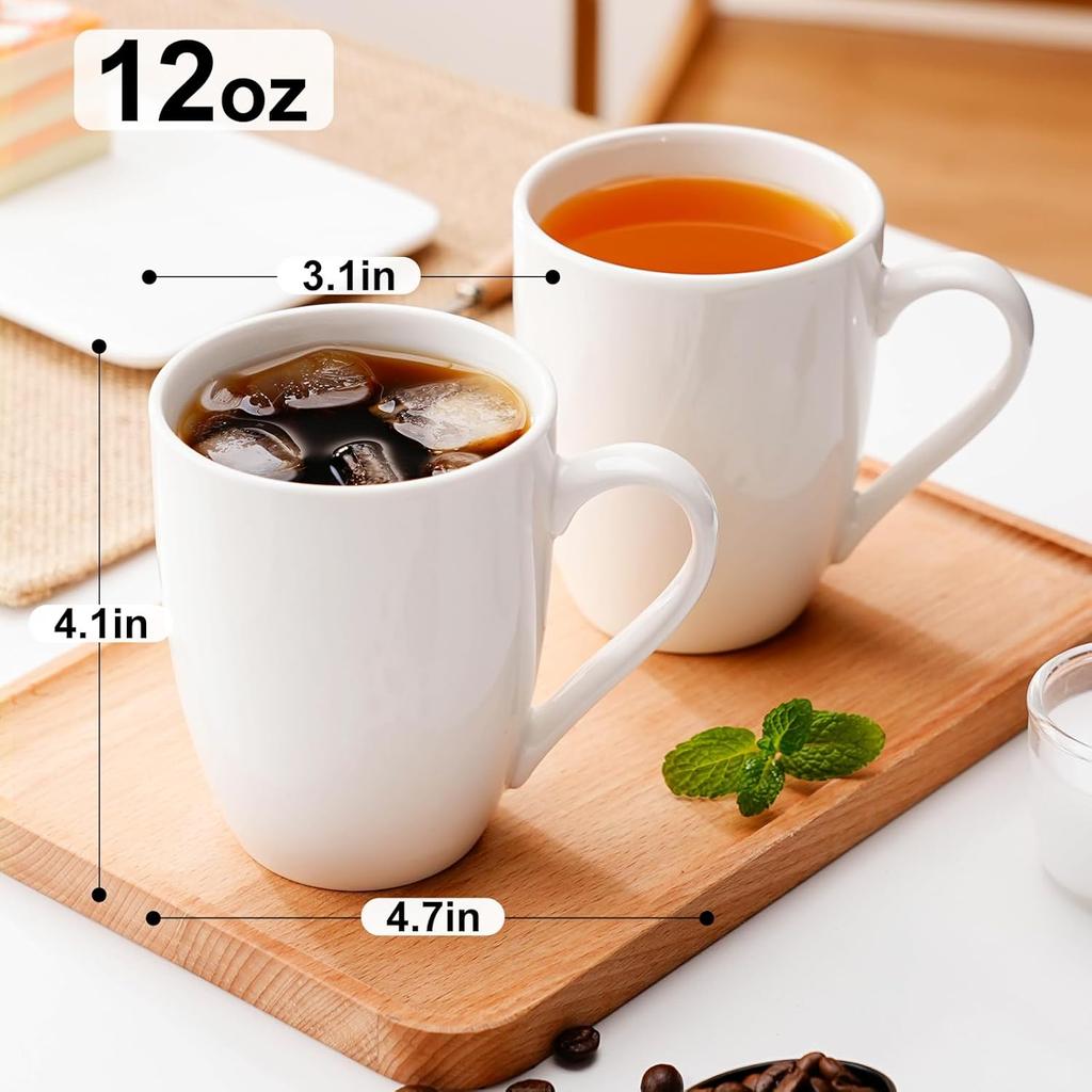 2ks hrnek na kávu Keramické velké šálky na kávu Keramické bílé hrnky na kávu na latte, čaj, cappuccino, kakao vhodné pro mikrovlnnou troubu