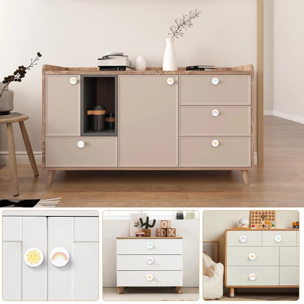 8Pcs Drawer Handle Cute Single Hole Door Pull Knob Round Kitchen Cupboard Wardrobe Door Dresser for Furniture Pull Knobs
