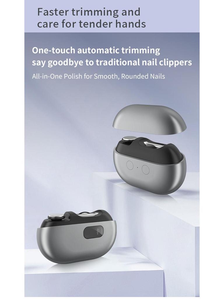 Compact Three-in-One Baby Nail Grinder: Automatic, Portable, Anti-Pinch Clippers