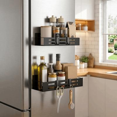 1/2PCS Wall Mounted Refrigerator Magnetic Shelf Iron Refrigerator Rack Refrigerator Organizer  Home