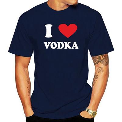 T-Shirts Kurzer Rundhalsausschnitt Mach dein eigenes Ich liebe (Herz) Wodka Bester Freund Herrenhemden