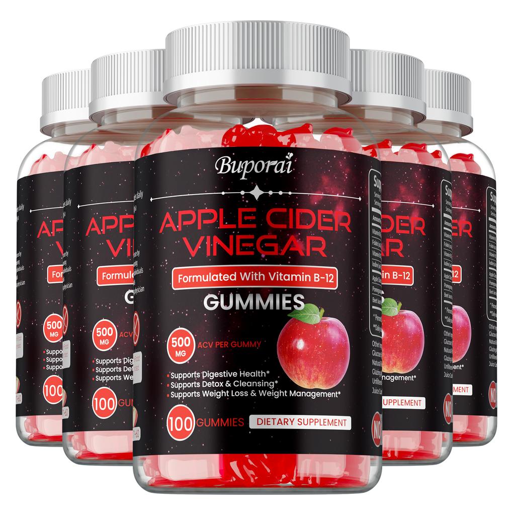 High-purity Apple Cider Vinegar Gummies, Containing Vitamin B12 Extract, Nutritional Supplement, Suitable for Both Men and Women.
