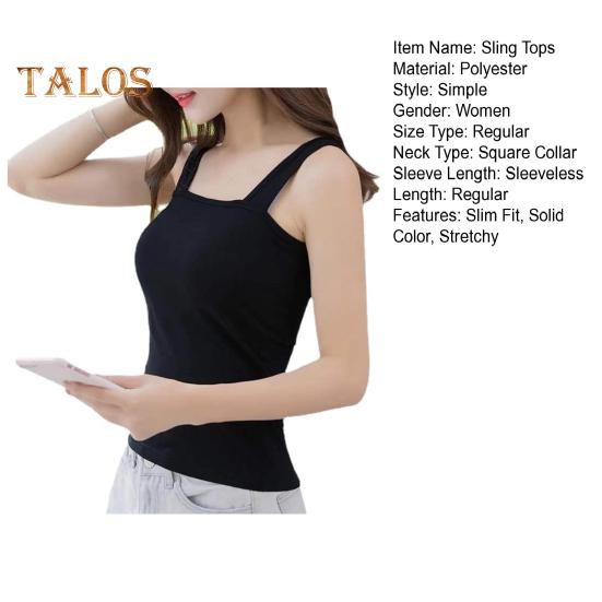Damen Tanktops mit Hosenträgern, quadratischem Kragen, ärmellos, einfarbig, schmale Passform, Camisole für den Sommer
