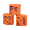 50PCS Square Halloween Candy Gift Box Kraft Paper Ghost/Pumpkin/spider Pattern Candy Packaging Box Transparent Window Cookie Box