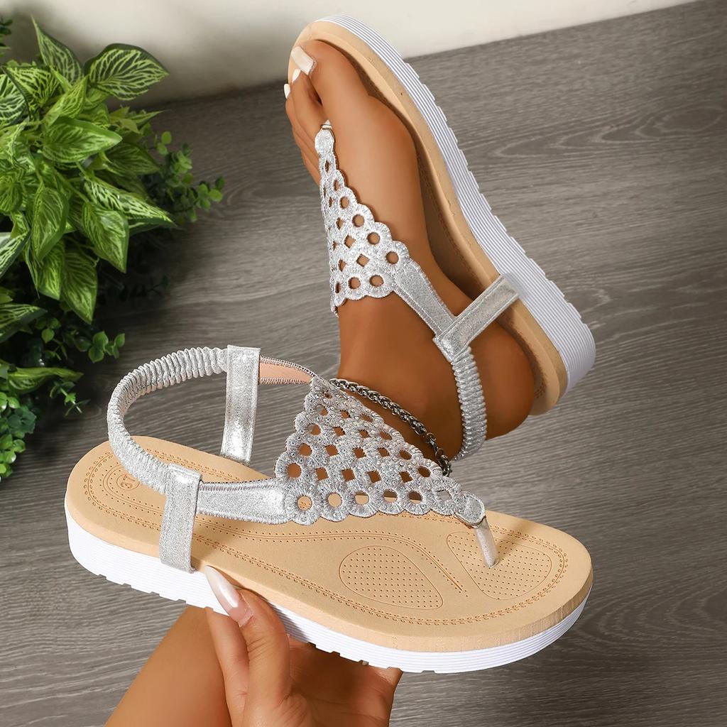 Fashion Women Summer Lightweight Wedge Sandals Fashion Out Clip Toe Thong Roman Sandals Hollow Comfortable Non Slip Beach Shoes Woman