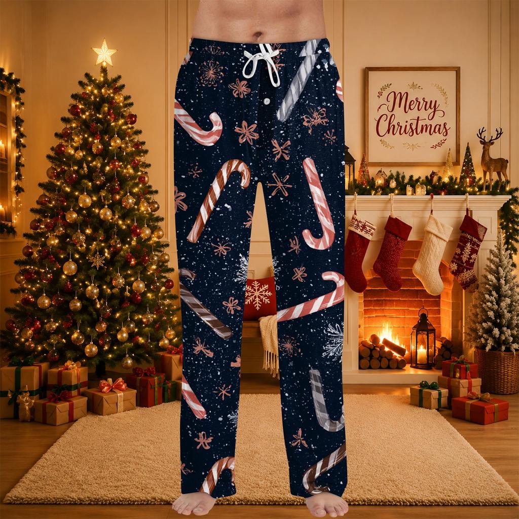 Men's Christmas Printed Pajama Pants for Casual Sleep
