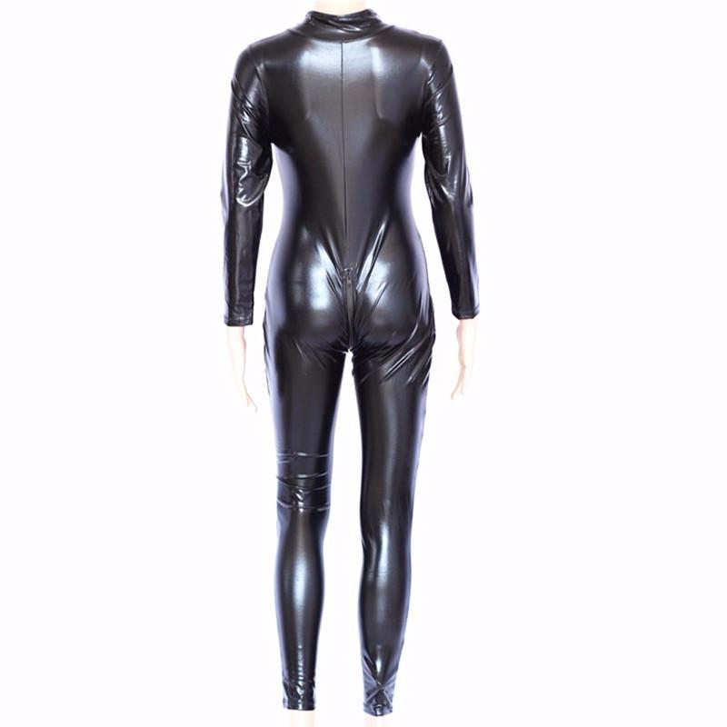 Femei Sex Fashion Black Collant Femme Underware Latex Piele Catsuit Cosplay Fancy Dress Costum Fermoar față și spate Jucării pentru adulți pentru ea
