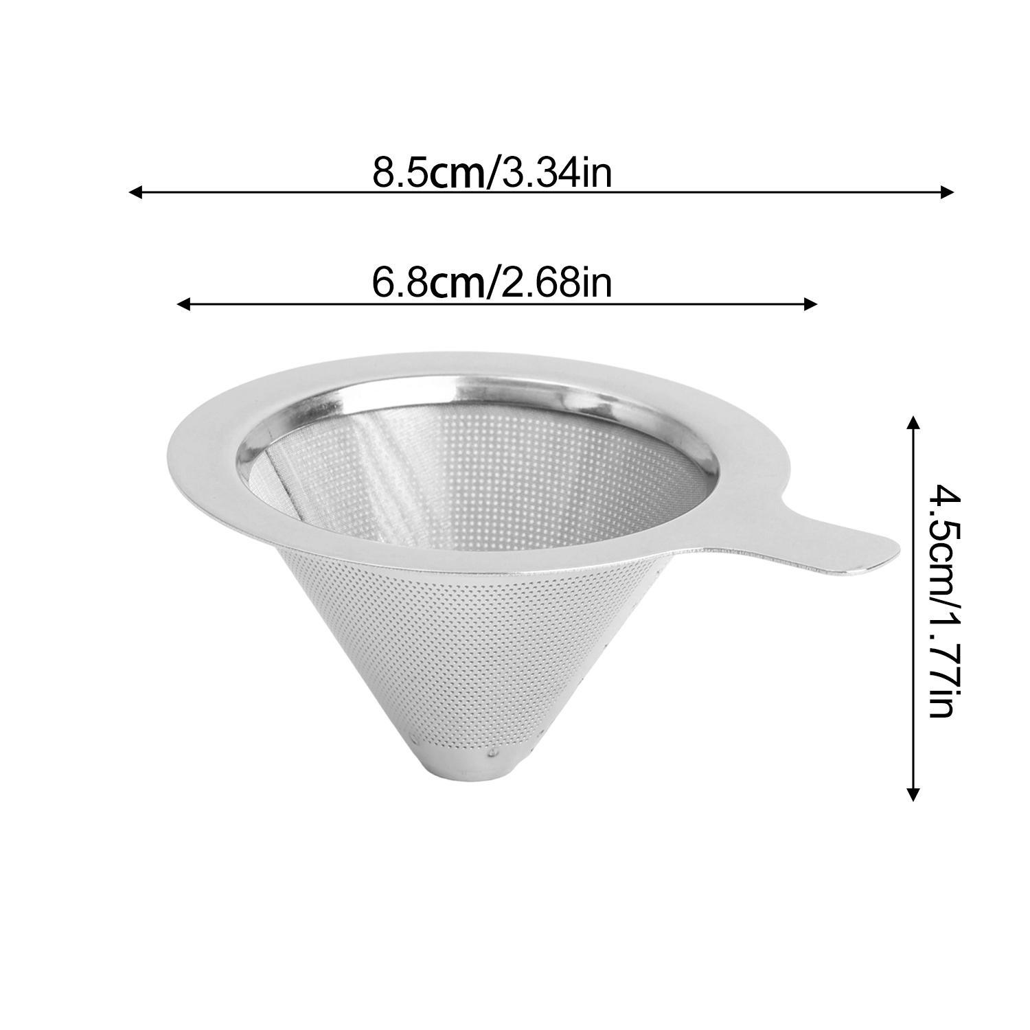 3/1PCS Stainless Steel Coffee Funnel Filters Reusable Conical Coffee Tea Filters Double Layer Coffee Tools Kitchen Accessories