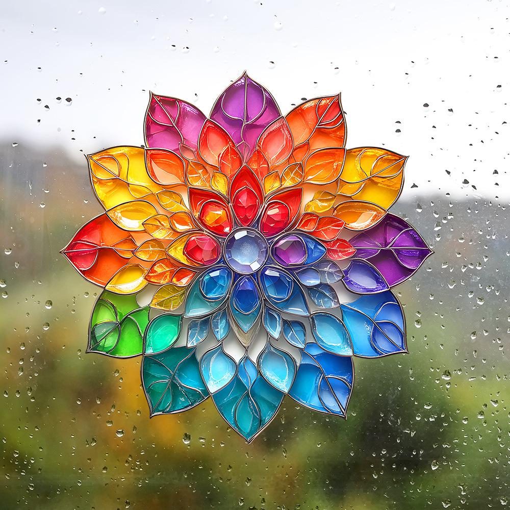 Colorful Mandala Balcony Glass Window Home Beautification and Decoration Electrostatic Window Stickers