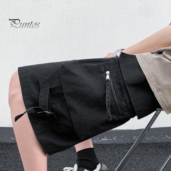 Men Cargo Shorts Elastic Waist Adjustable Drawstring Sport Shorts with Multi Pockets Wide Leg Casual Shorts