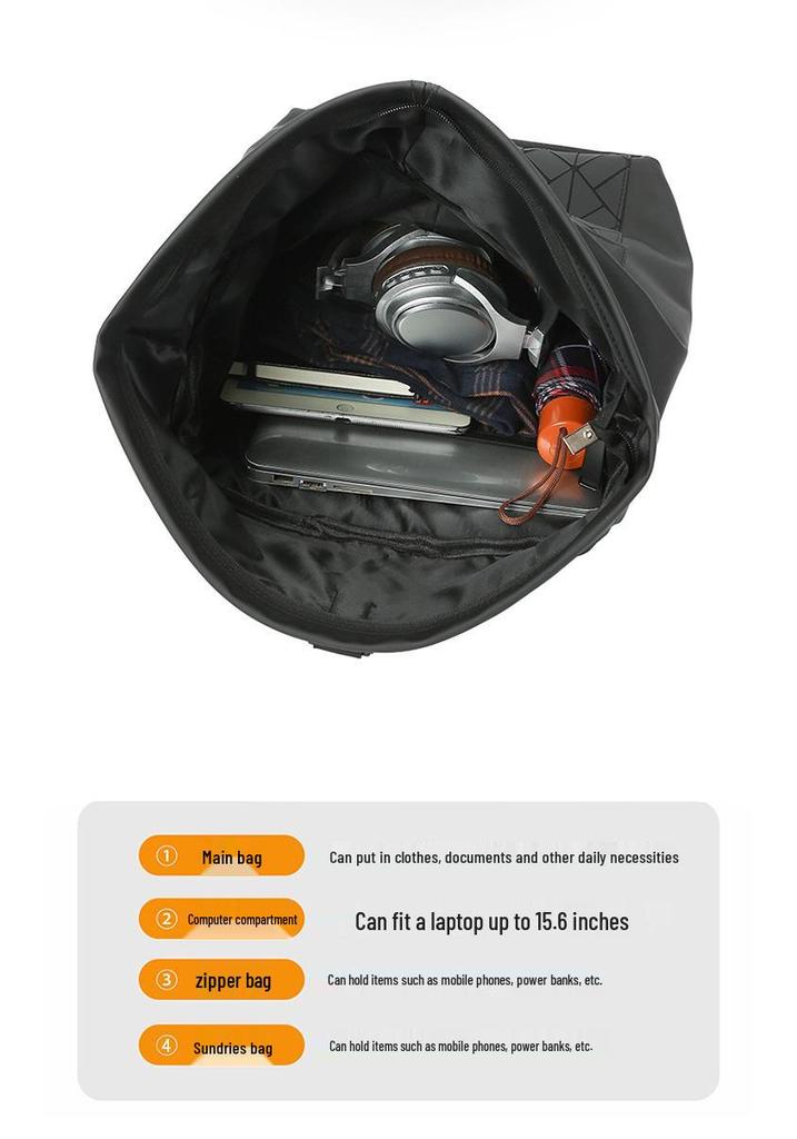 Men's Large Capacity Roll Top Backpack: Trendy Commuter, Travel, and Business Bag