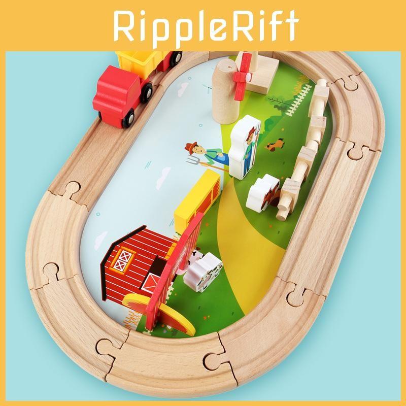 Track Wooden Farm Scene Building Blocks Children Toy Set For Gift Giving