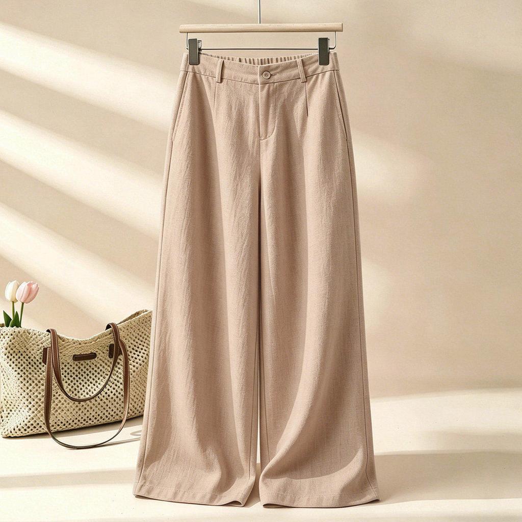 Loose and versatile cool linen wide-leg pants for women, summer 1116, thin high-waisted slimming drapey breathable straight-leg pants