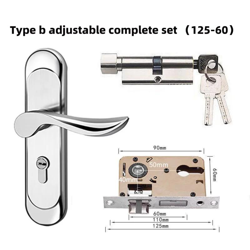 Universal Stainless Steel Indoor Door Lock Adjustable Wooden Door Handle for Bedroom Security Tamper-Free Household Safety