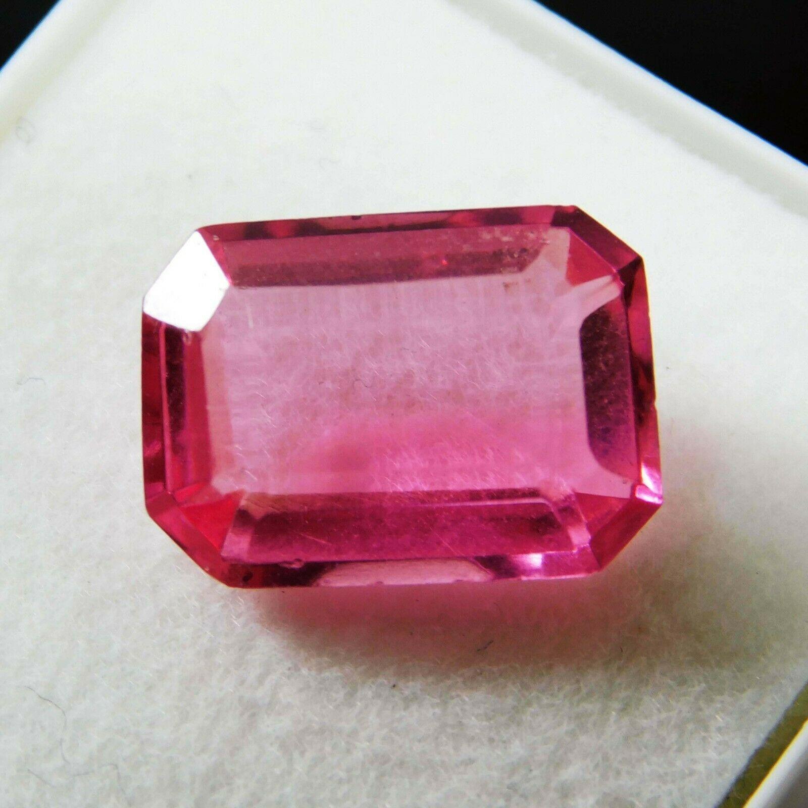 

Loose PINK Sapphire NATURAL Gemstone 5.25 Ct Emerald Cut AAA+ CERTIFIED 1A-325 13.25 mm рожевий