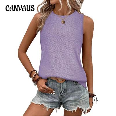 Women's New Spring and Summer Round Neck Printed Vest T-shirt Tops