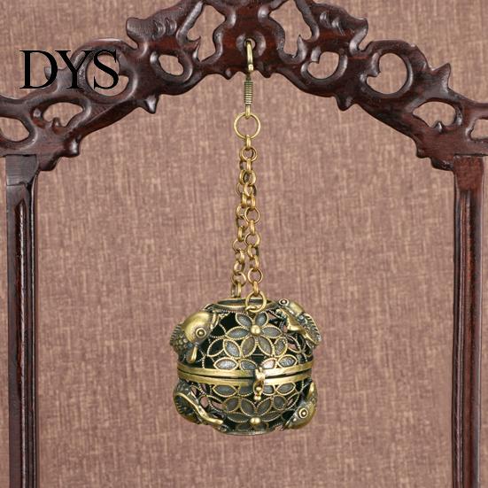 Mini Incense Burner Decorative Artistic Exquisite Reduce Anxiety Pure Brass Aromatherapy Furnace Retro Hollow-out Car Pendant for Home Censer